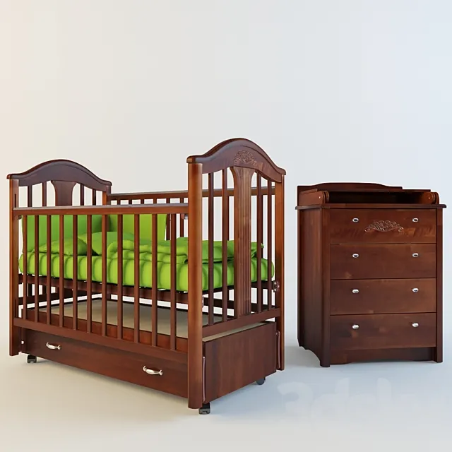 The bed and dresser furniture Aton 3D Model