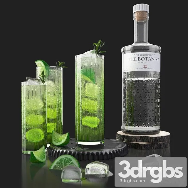 The Botanist Gin Mojito Ice 3D Model Free