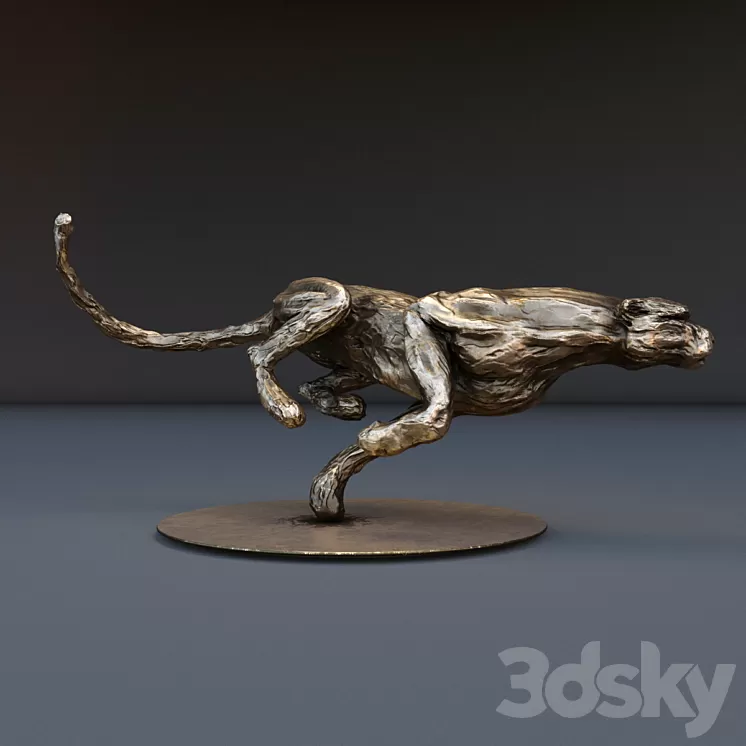 The bronze figure of cheetah 3D Model