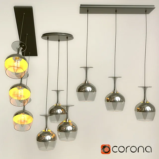 The chandelier in the form of glasses 3D Model