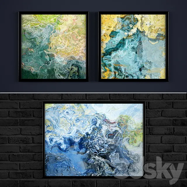 The collection of abstract paintings №7 3D Model