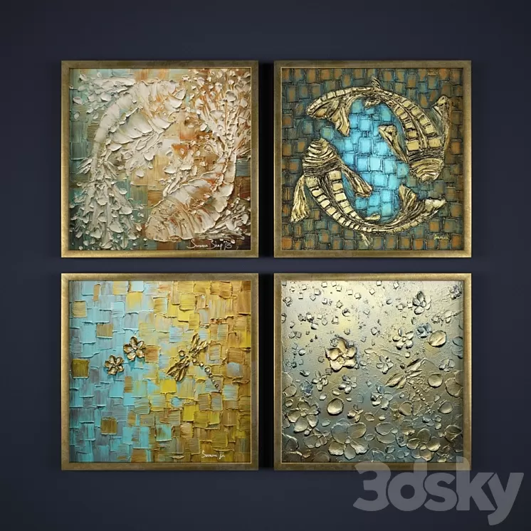 The collection of abstract paintings №8 3D Model