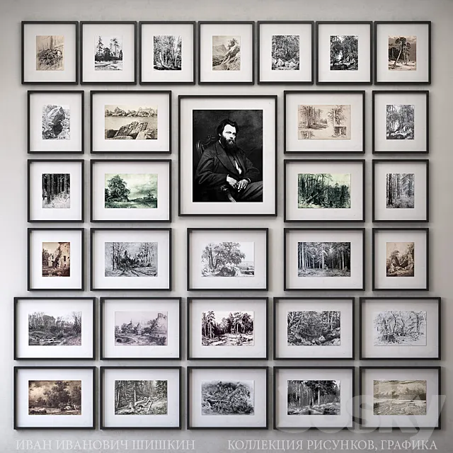 The collection of drawings. graphics. Ivan Shishkin 3DModel