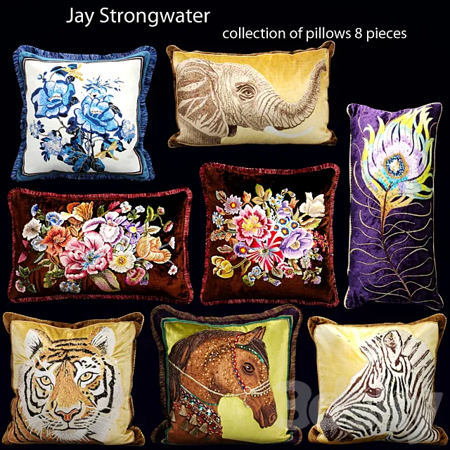 The collection of pillows from Jay Strongwater. velvet. pillow. luxury 3DModel