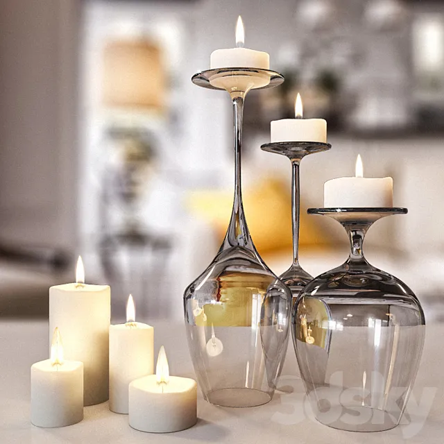 The composition of the glasses and candles Free Download