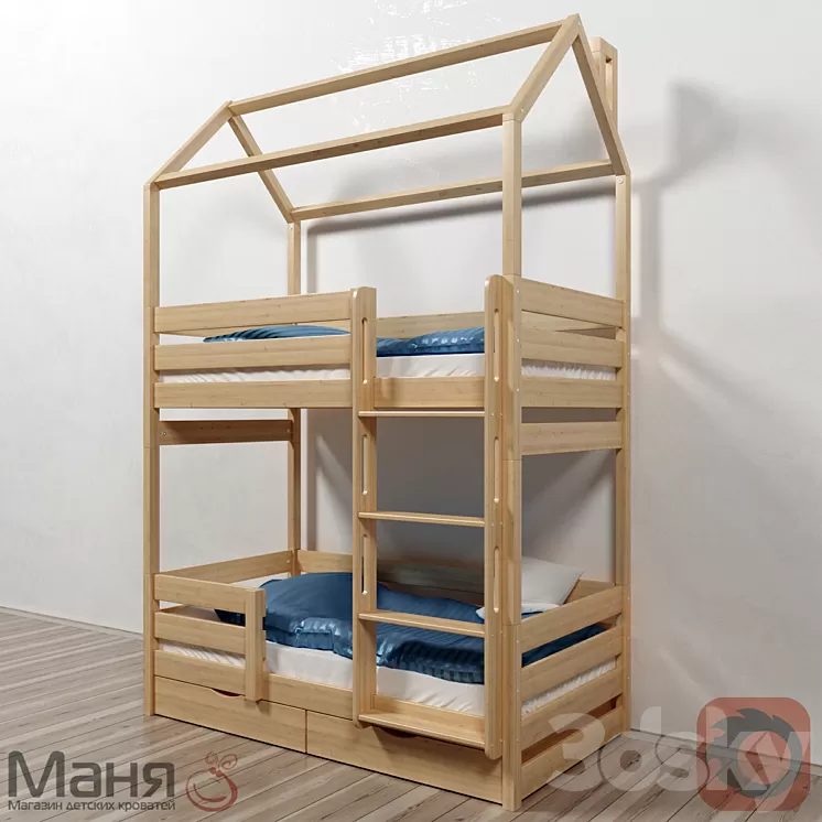 The cot is two-tiered 3D Model