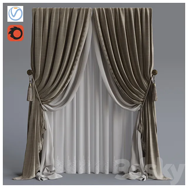 The curtain 3 beige 3DModel