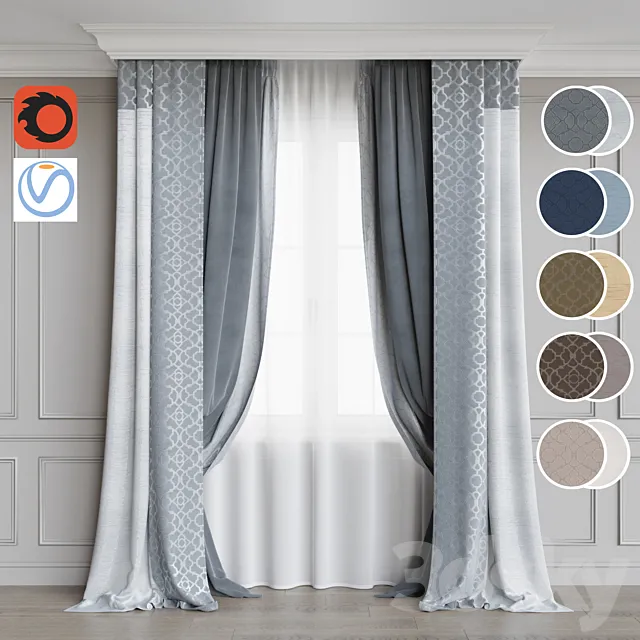 The curtain in modern style. 5 colors 3DModel