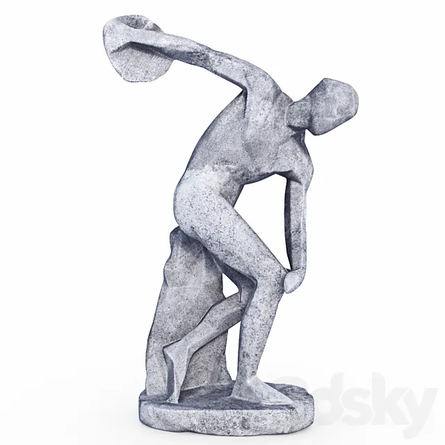 The Discobolus in style Low Poly 3D Model