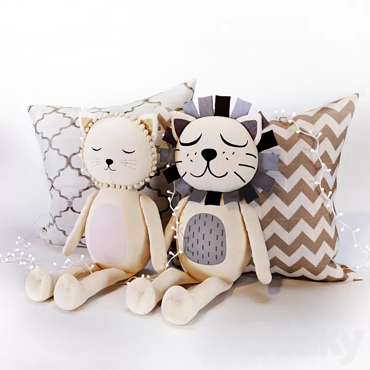 The Emily & Meritt Cat & Lion Plush 3D Model