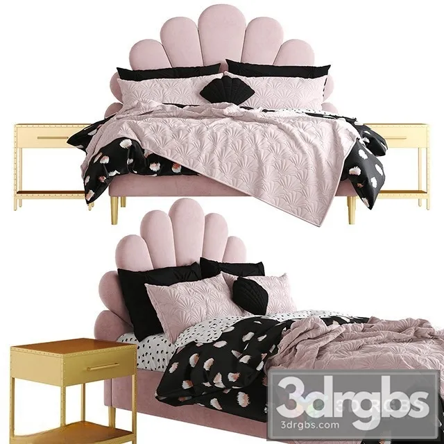 The Emily  Meritt Shell Upholstered Bed 3D Model Free