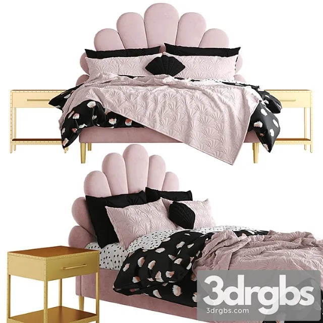 The Emily Meritt Shell Upholstered Bed 3D Model Free