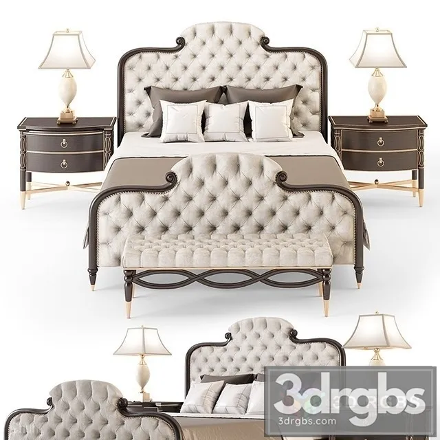 The Everly King Bed Set 3D Model Free
