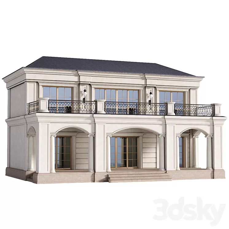 The facade of a private house in modern light classics. Fasad set contemporary 3D Model