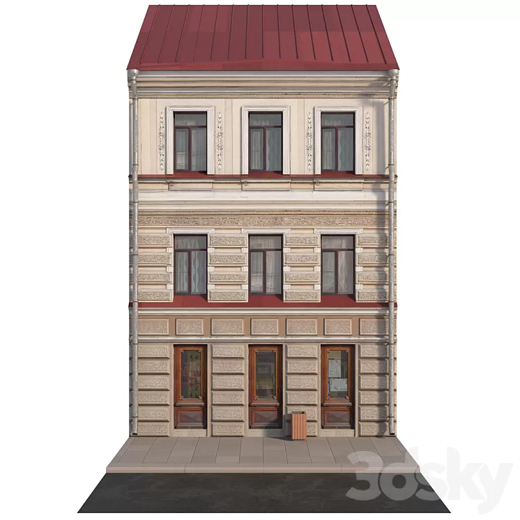 The facade of the historic building 3D Model
