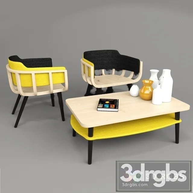 The Frame Armchair and Table 3D Model Free