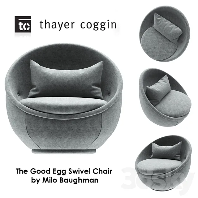 The Good Egg Swivel Chair by Milo Baughman 3D Model