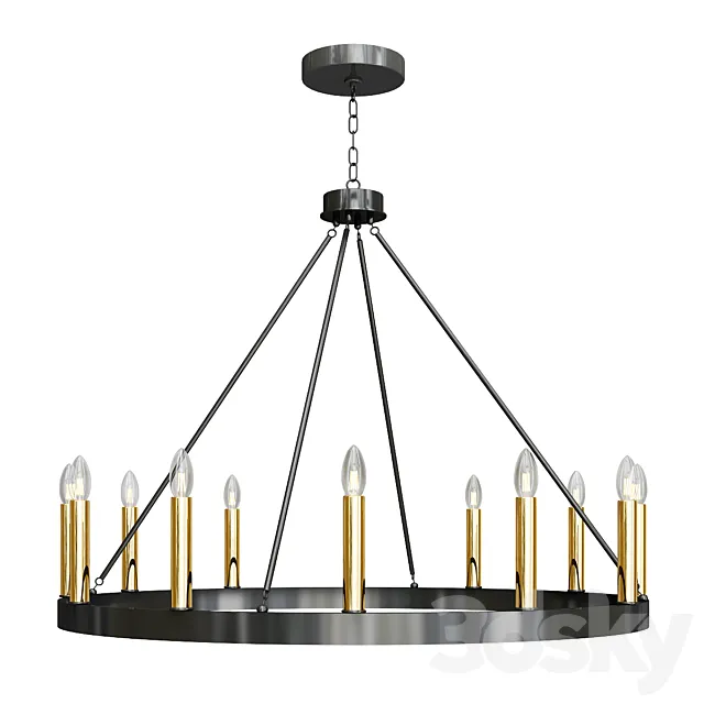 The Gray Barn Highclere 12-light Wagon Wheel Chandelier 3DModel