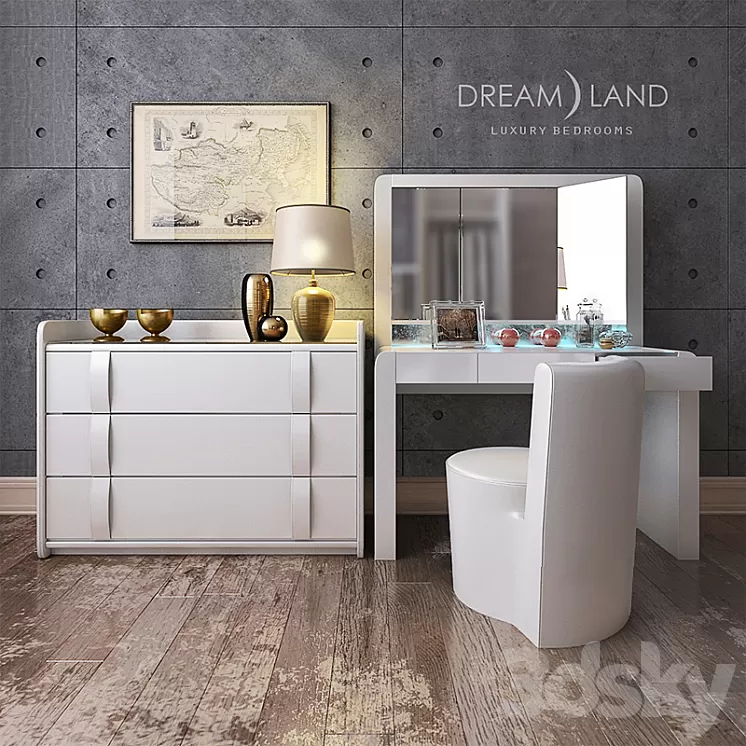 The lattice Toledo + chair + Chest Tonga Gras 3D Model