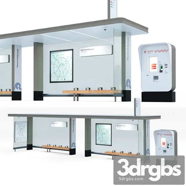 The moscow transport stop is double 3D Model Free