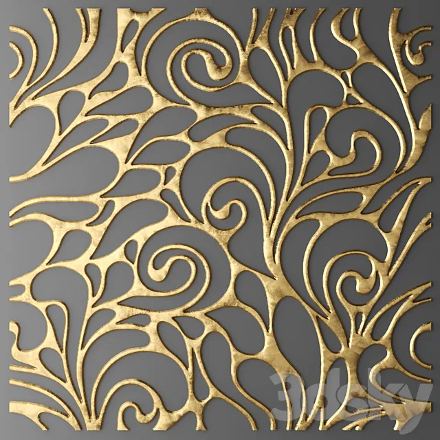 The panel. grille.Panel. Lattice. panel. pattern. art. abstraction. decorative. interior. wall decor. gold. luxury. sheet 3DModel