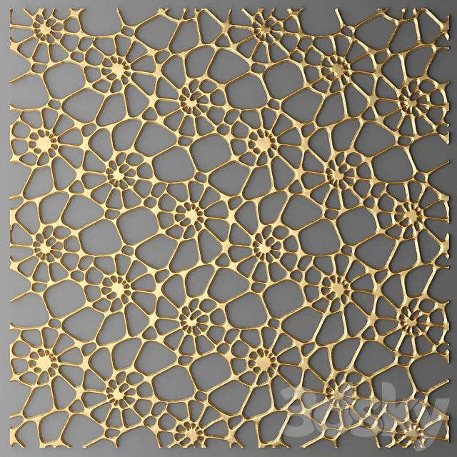 The panel. grille.panel. lattice. panel. pattern. art. abstraction. decorative. interior. wall decor. luxury. gold 3DModel