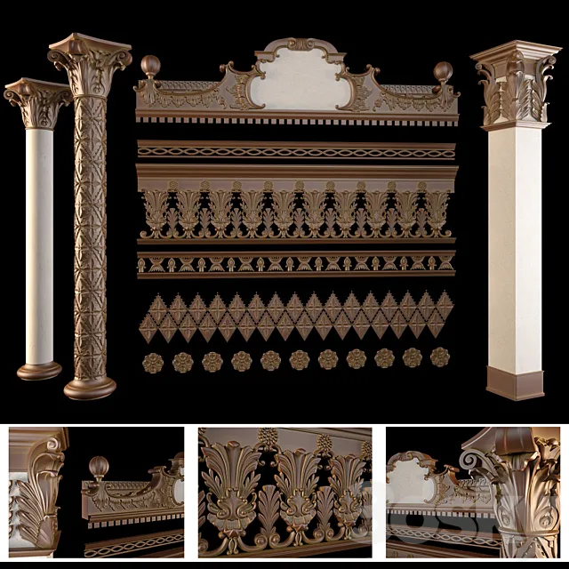 The pediment columns friezes 3D Model