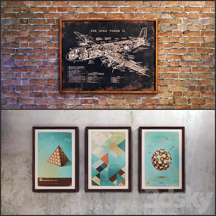 The picture in a frame: 6 piece (Collection 12) Loft 3D Model