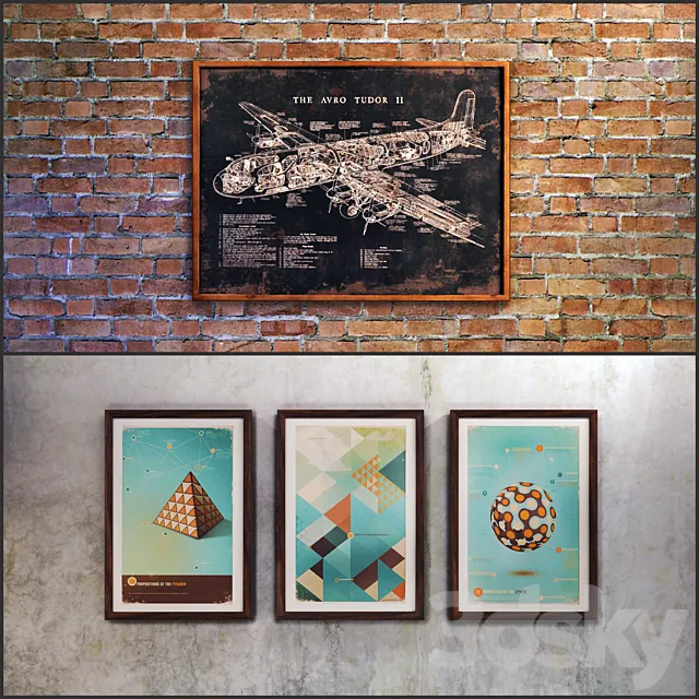 The picture in a frame: 6 piece (Collection 12) Loft 3DModel