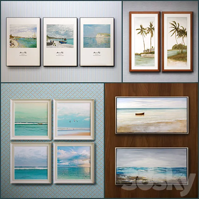 The picture in the frame: 11 Pieces (Collection 35) Sea theme 3D Model