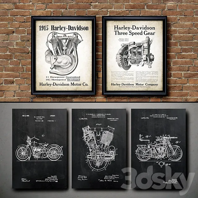 The picture in the frame. 117. Motorcycle Collection 3DModel