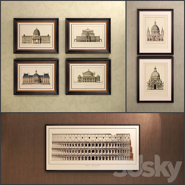 The picture in the frame: 12 Pieces (Collection 14) Architecture 3D Model