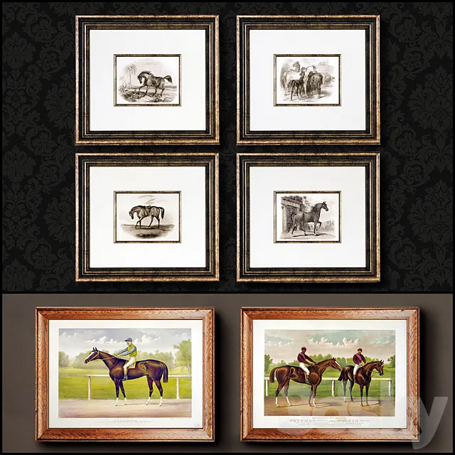 The picture in the frame. 121. Collection of Horse 3DModel