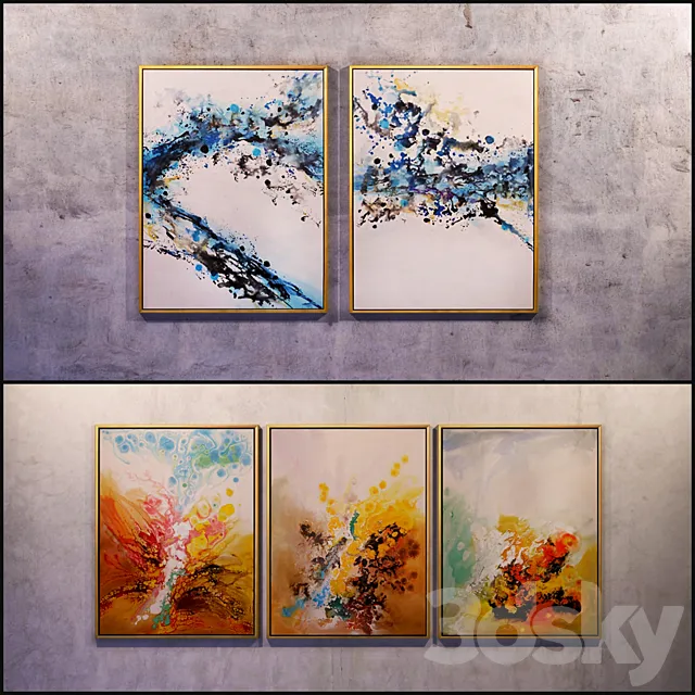 The picture in the frame: 13 pieces (the collection of 11) Abstract 3D Model