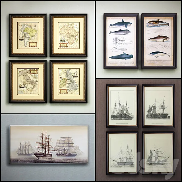 The picture in the frame: 14 piece (Collection 34) Sea theme 3DModel