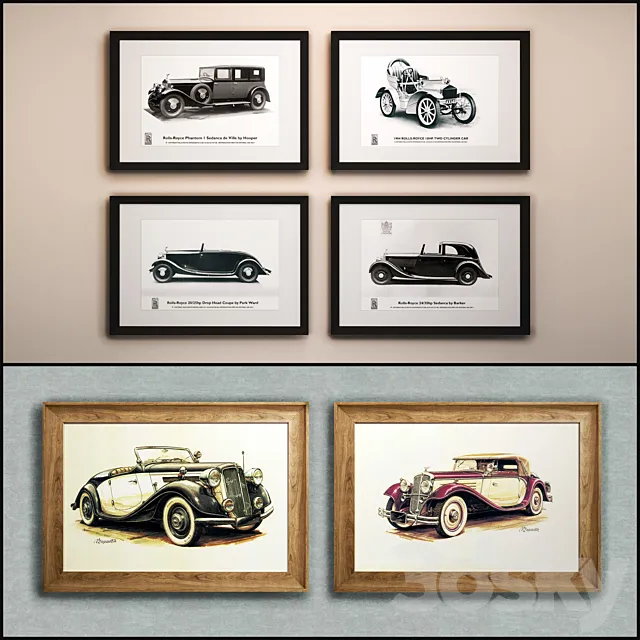 The picture in the frame: 15 piece (Collection 27) Auto theme 3D Model