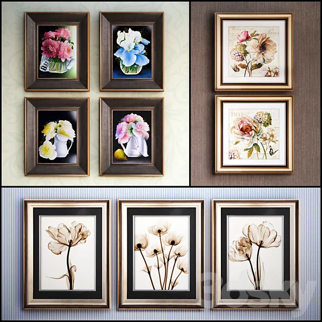 The picture in the frame: 17 piece (Collection 53) Flowers 3DModel