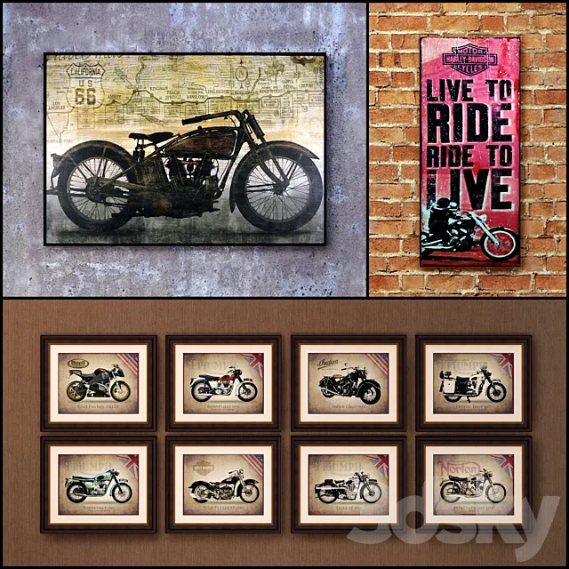 The picture in the frame: 20 Pieces (collection 73) Motorcycle 3D Model