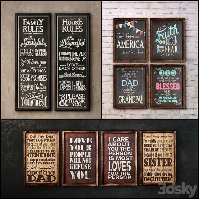 The picture in the frame 21 pieces (89 collection) 3D Model