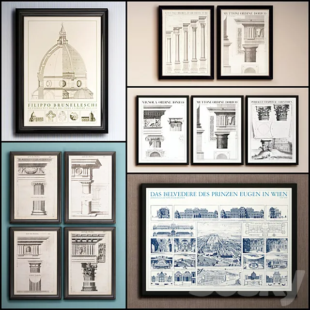 The picture in the frame: 21 Pieces (Collection 51) Architecture 3D Model