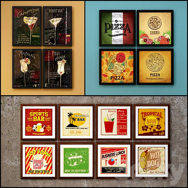 The picture in the frame: 36 Pieces (collection 68) Bar topic 3DModel