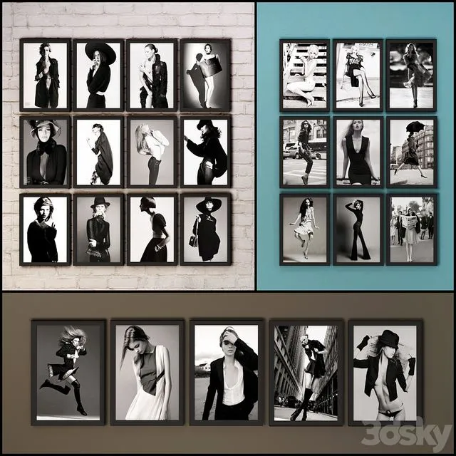 The picture in the frame 66 pieces 66 collection Photo Frame 3D Model