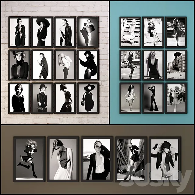 The picture in the frame: 66 pieces (66 collection) Photo Frame 3D Model