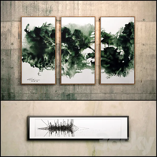 The picture in the frame: 9 piece (Collection 29) Abstract 3D Model
