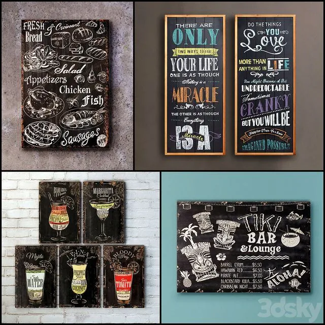 The picture in the frame a collection of 79. Bar topic 3D Model