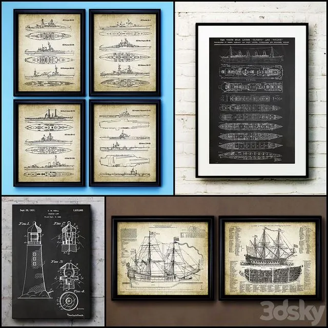 The picture in the frame. Collection 105. Sea theme 3D Model