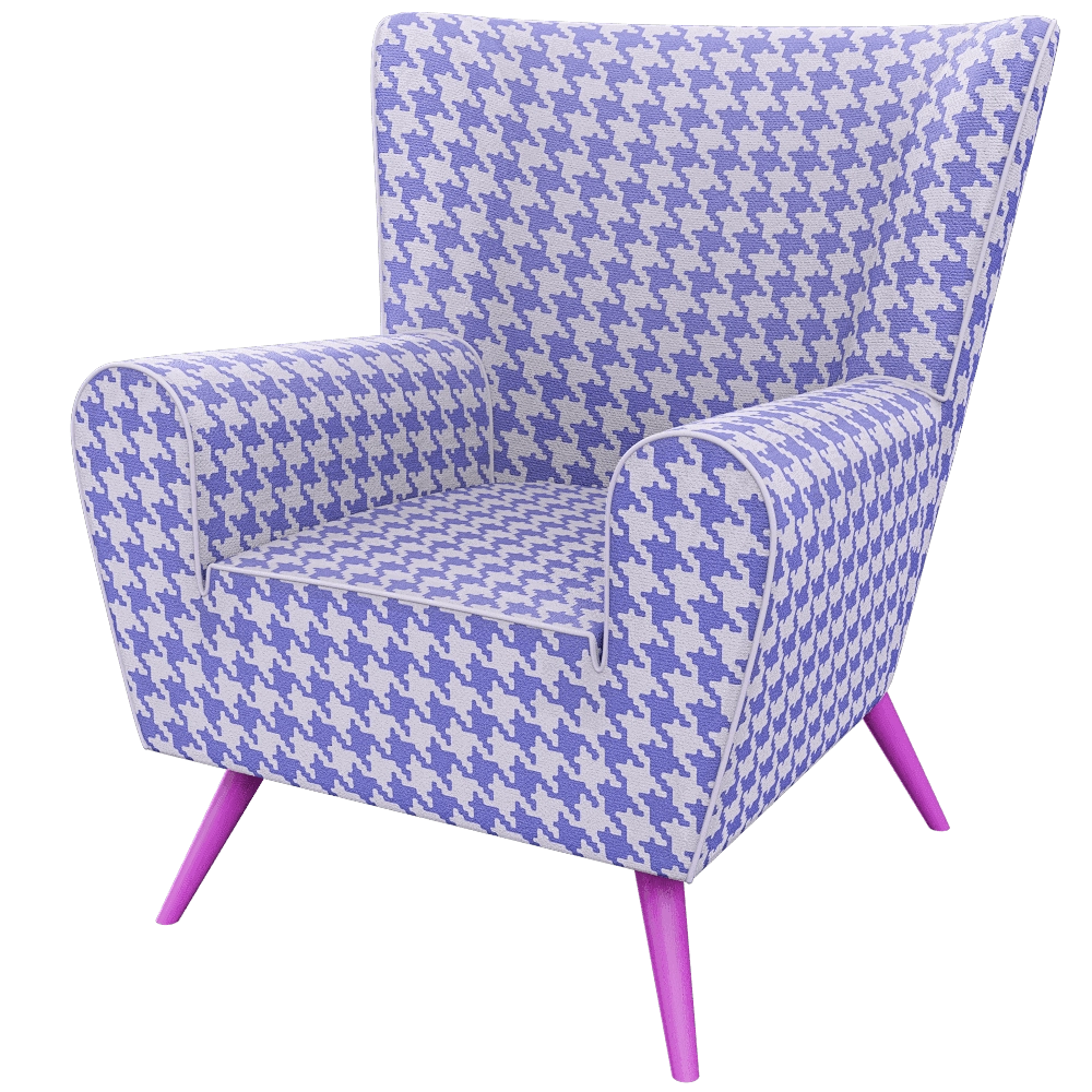 The Pop Label - Armchair Pied de Poule Fuksia 3D Model