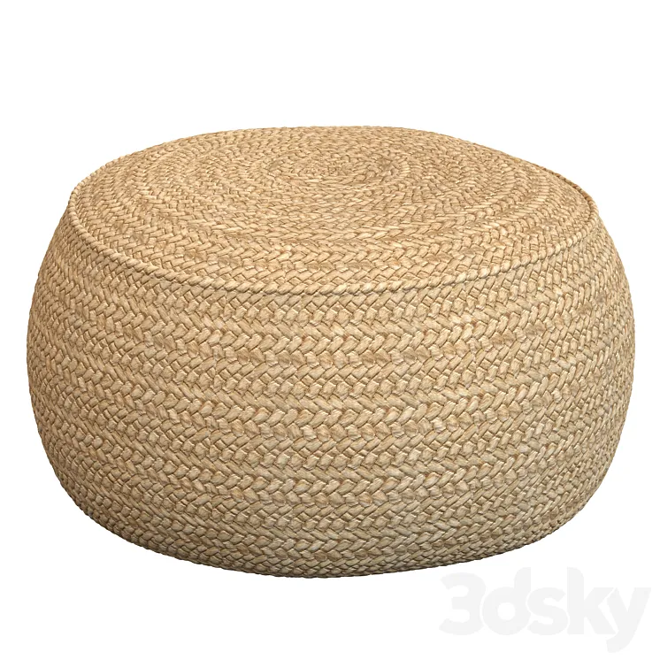The Raffia Flores Pouffe round Natural 3D Model Free