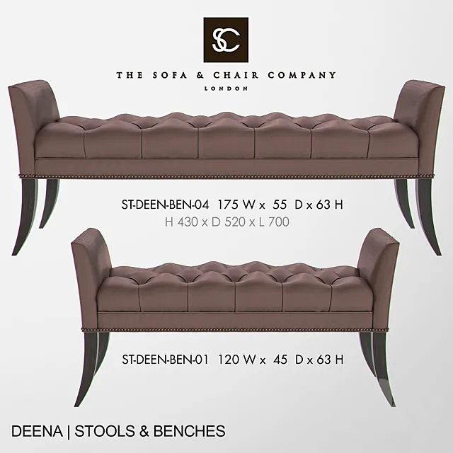 THE SOFA AND CHAIR COMPANY - DEENA Bench 3D Model