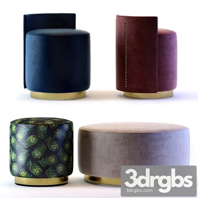 The sofa and chair company - larkin and camille ottomans 2 3D Model Free
